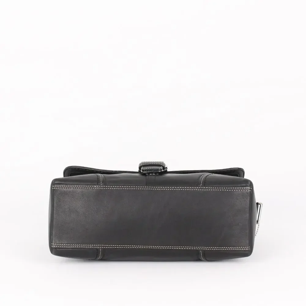 Authentic Coach Hampton Buckle Flap Crossbody Bag – Black Leather Vintage Purse - Picture 6 of 9